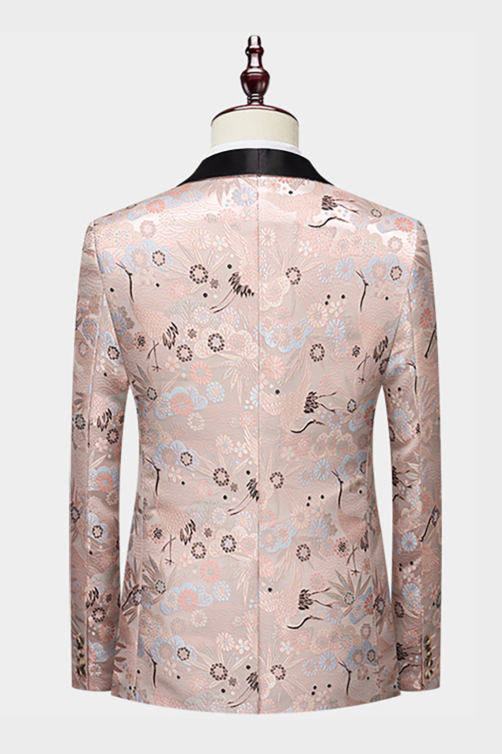 Light Khaki Jacquard Sjal Revers 2 stk mænds galladragter