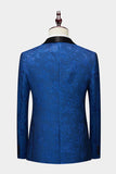 Royal Blue Sjal Revers Jacquard 2 stk Herredragter