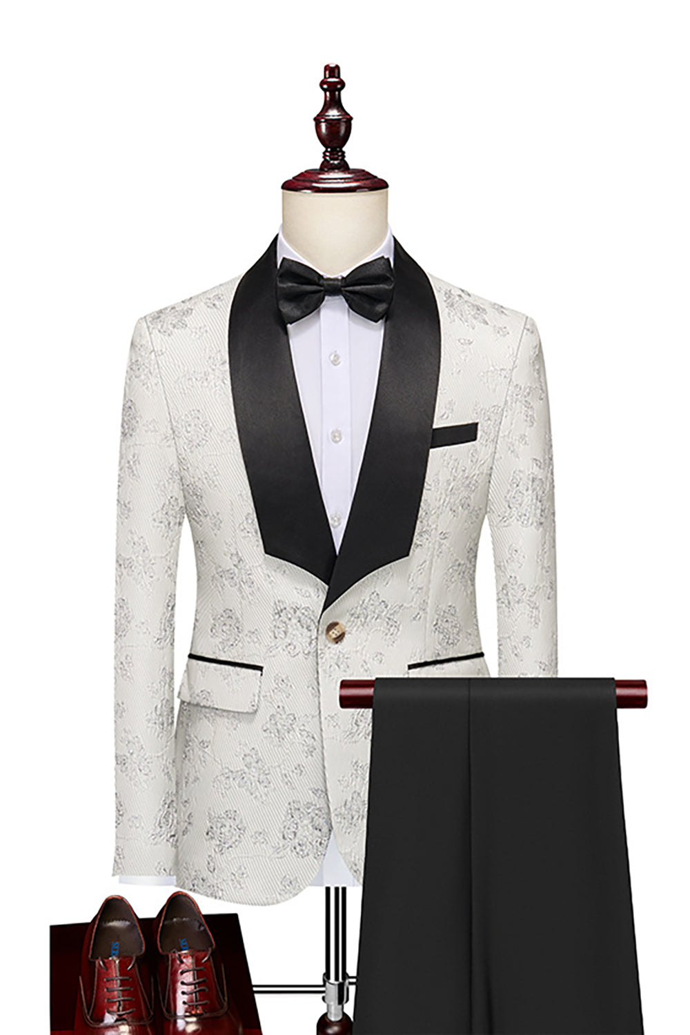 Royal Blue Sjal Revers Jacquard 2 stk Herredragter