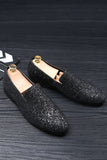 Sorte pailletterede slip-on herresko