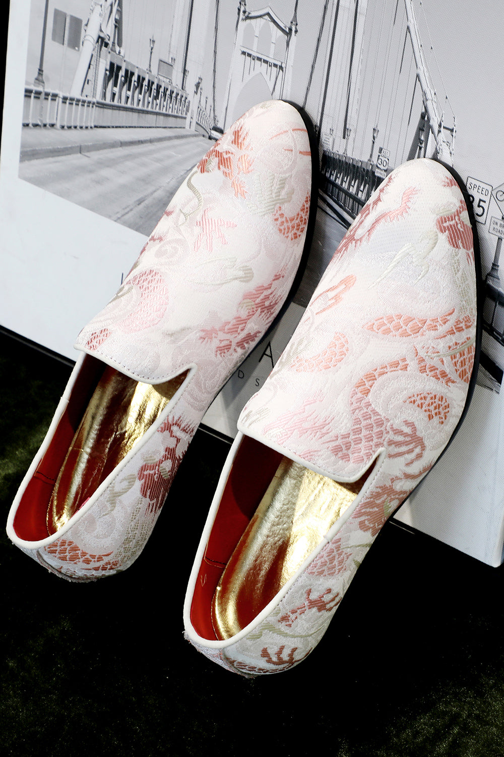 Pink Jacquard Slip-On herresko