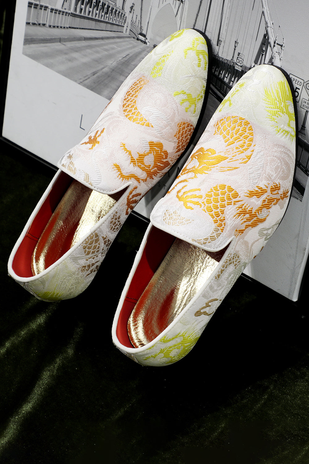 Pink Jacquard Slip-On herresko