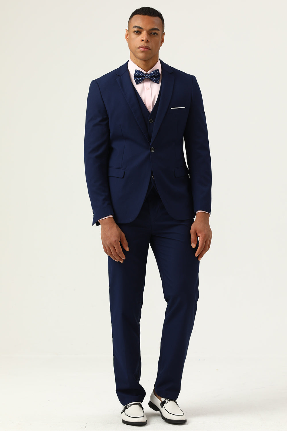 3 stykker Navy Blue Slim Fit Casual Tuxedo Dragter