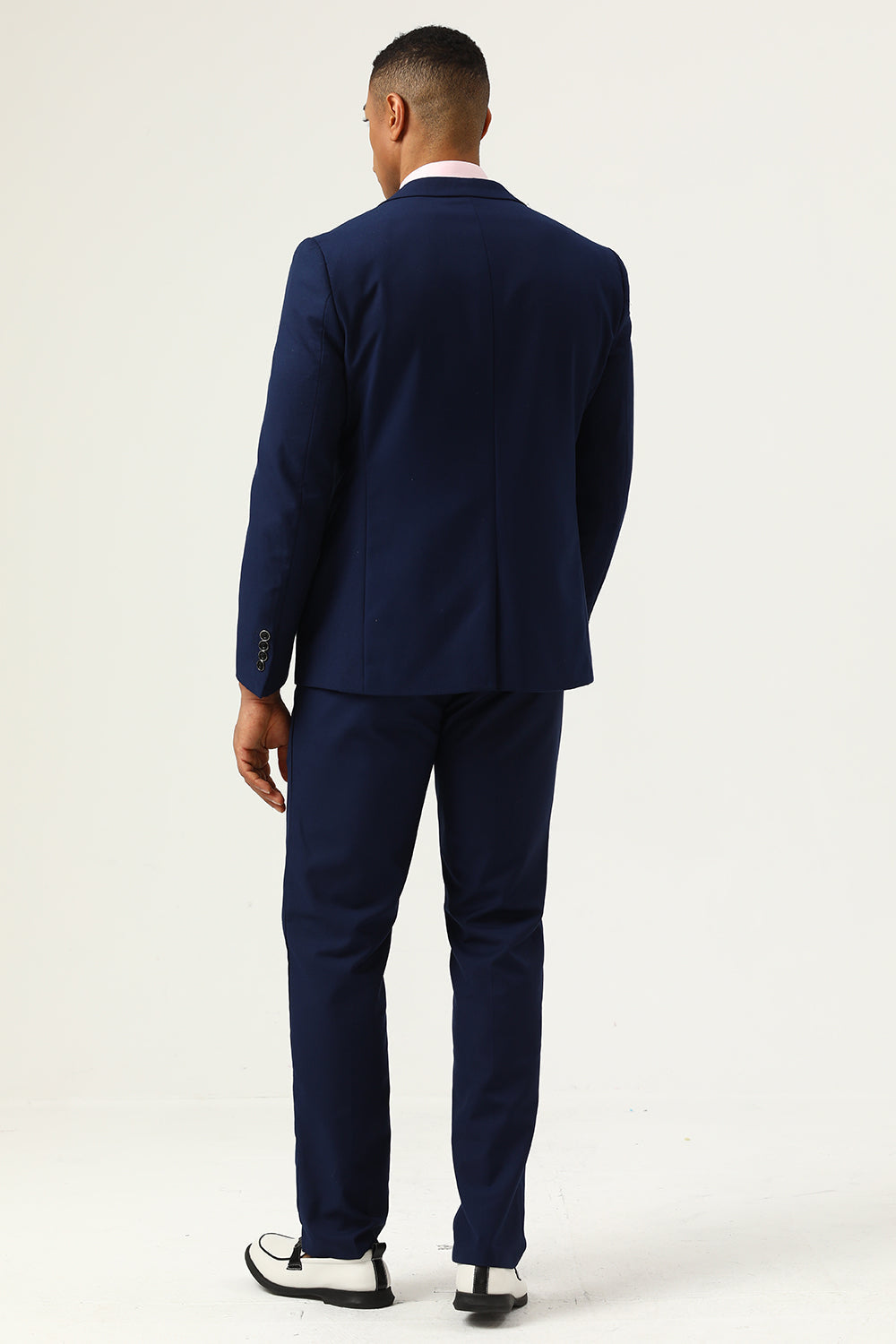 3 stykker Navy Blue Slim Fit Casual Tuxedo Dragter