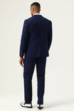 3 stykker Navy Blue Slim Fit Casual Tuxedo Dragter