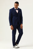 3 stykker Navy Blue Slim Fit Casual Tuxedo Dragter