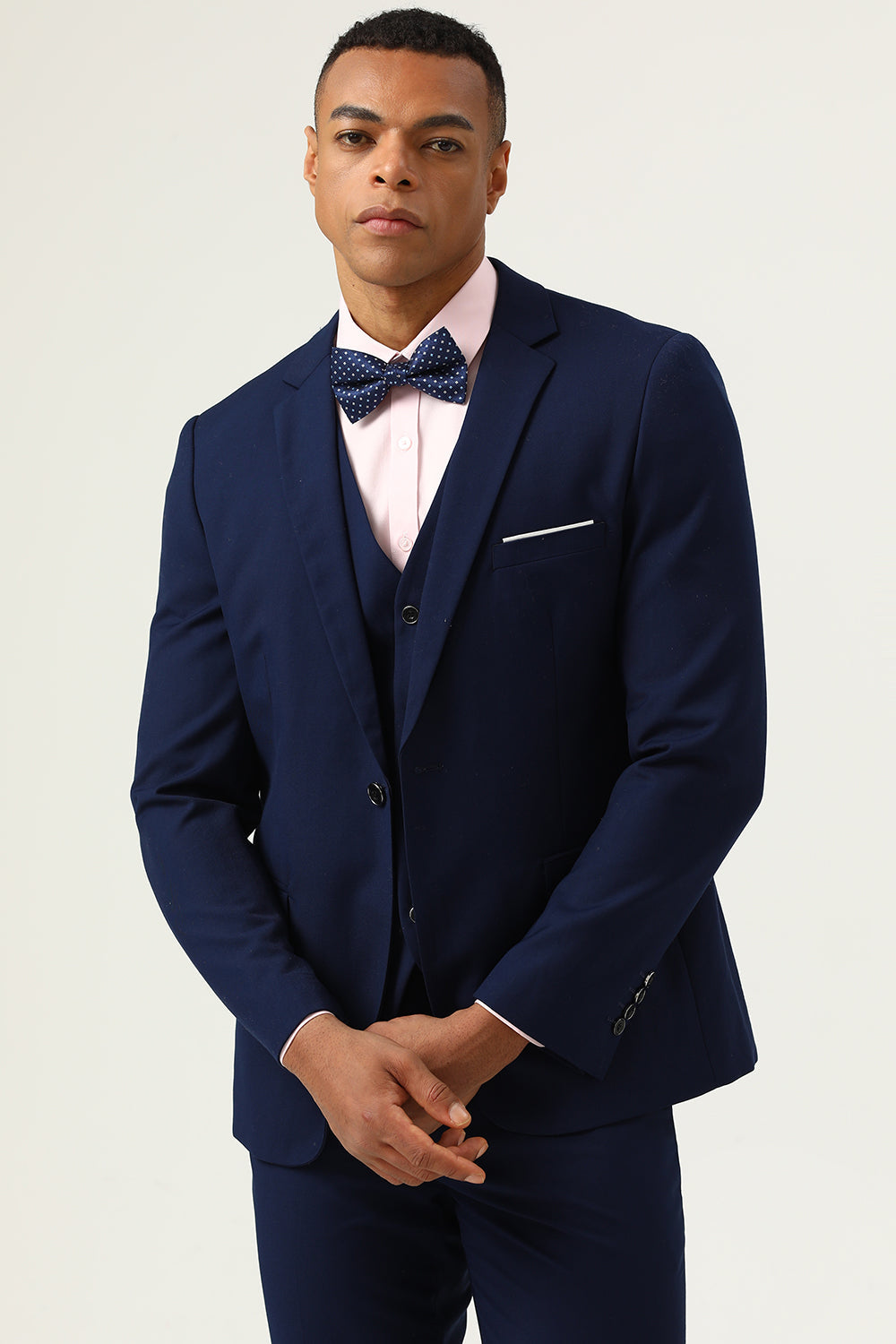 3 stykker Navy Blue Slim Fit Casual Tuxedo Dragter
