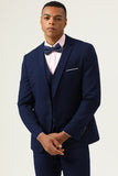 3 stykker Navy Blue Slim Fit Casual Tuxedo Dragter