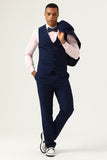 3 stykker Navy Blue Slim Fit Casual Tuxedo Dragter