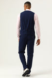 3 stykker Navy Blue Slim Fit Casual Tuxedo Dragter