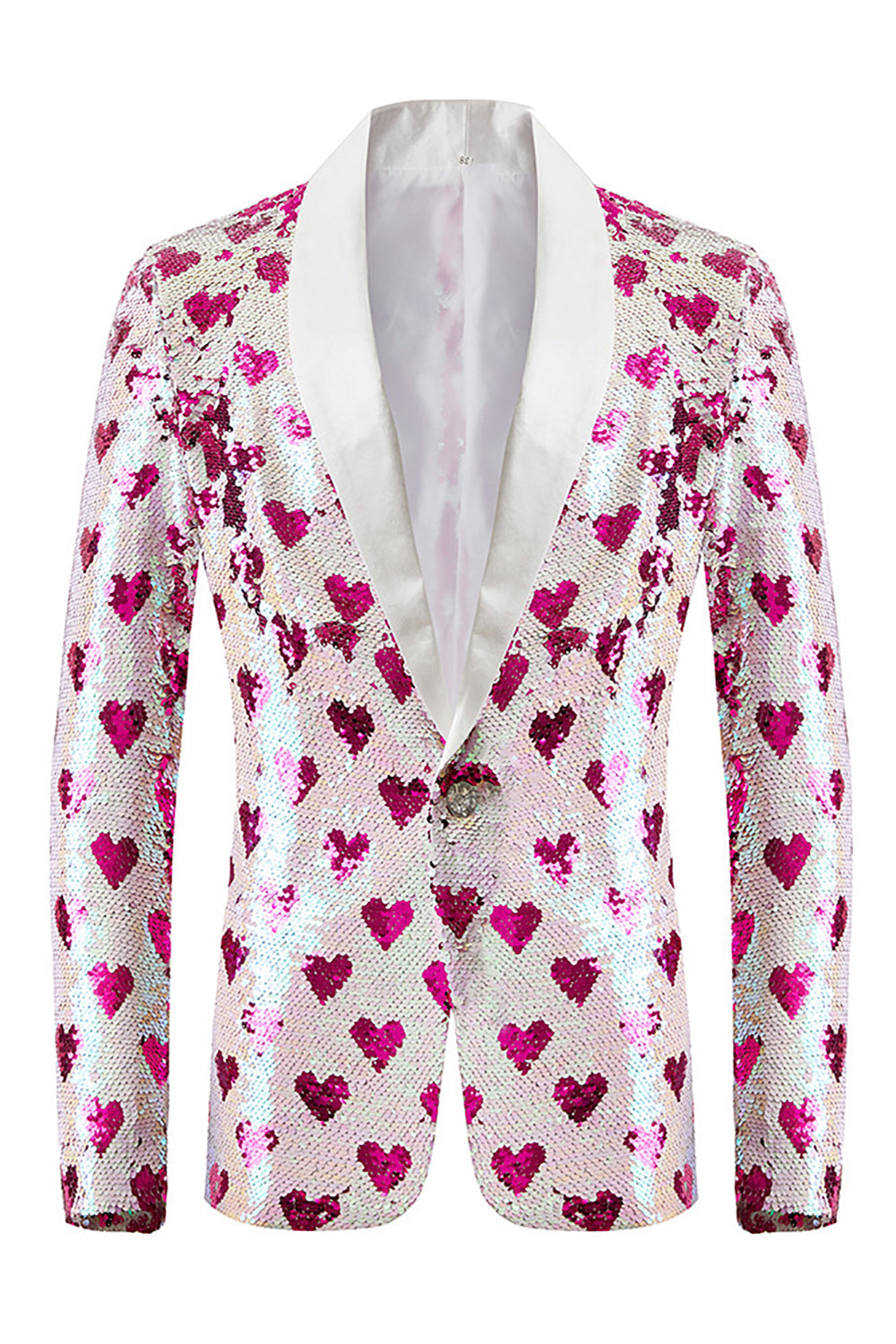 Pink Pailletter Sjal Revers Mænds Blazer