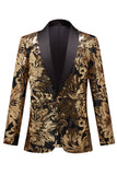Golden Flower Shaped Pailletter Mænds Blazer
