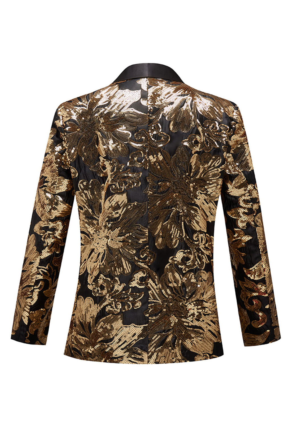 Golden Flower Shaped Pailletter Mænds Blazer