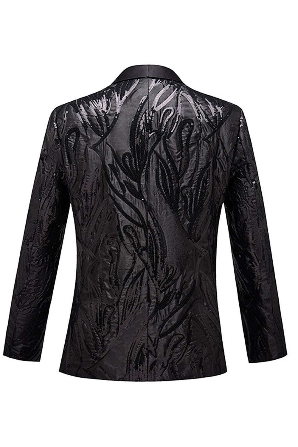 Sort Jacquard One Button Blazer til mænd