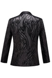 Sort Jacquard One Button Blazer til mænd