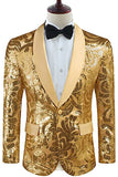 Golden Shawl Lapel Pailletter Blazer til mænd