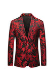 Rød hakket revers Jacquard Prom Blazer