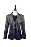 Glitter Navy Pailletter Single-Breasted Mænds Blazer