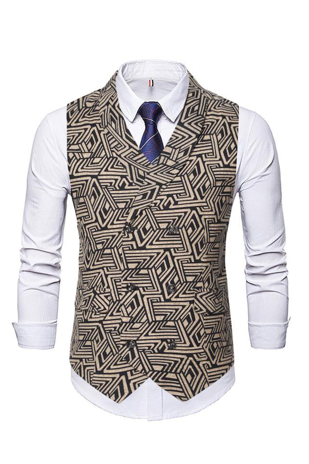 Sjal krave Dobbelt breasted Slim Fit Lysebrun Herredragt Vest