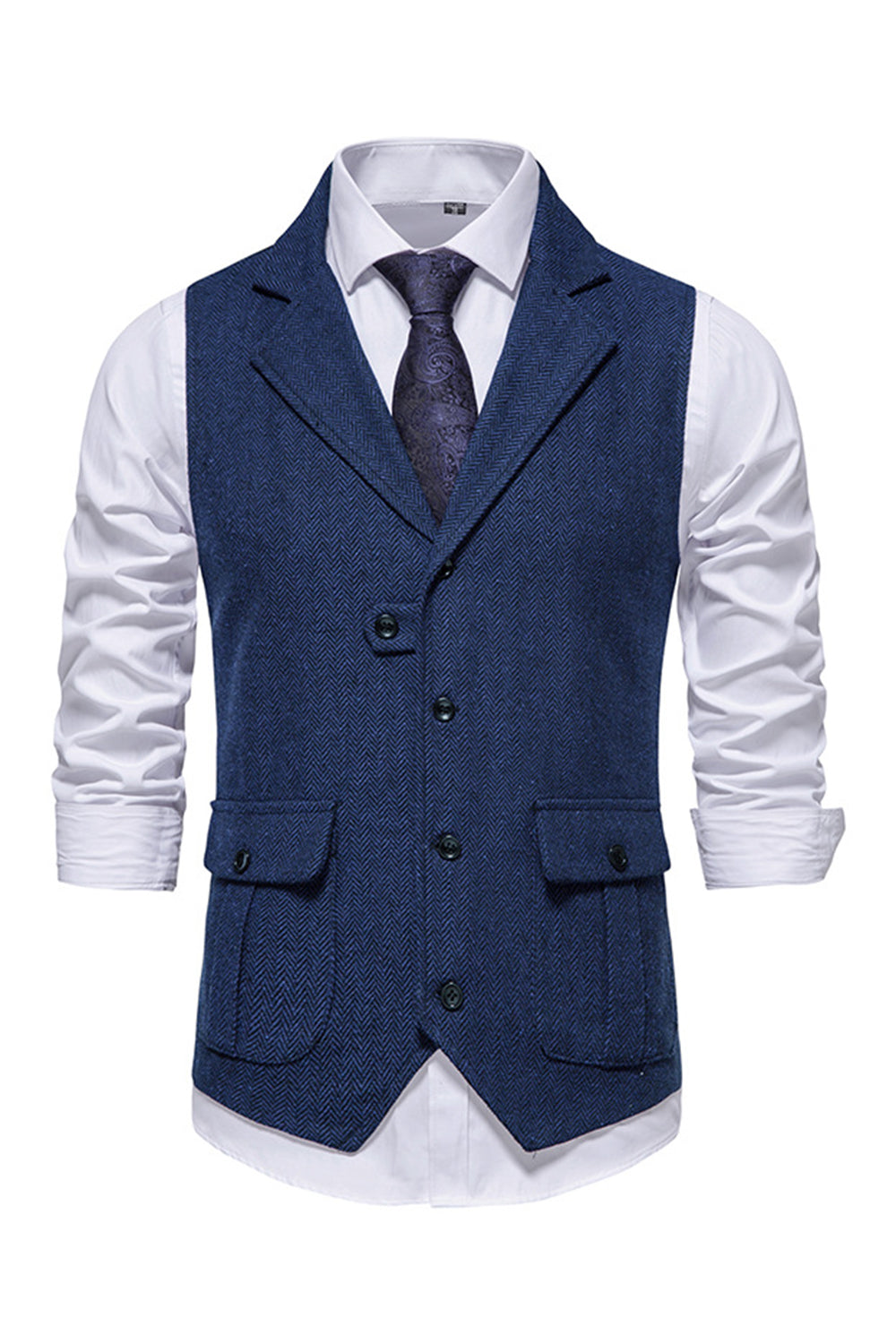 Enkeltbrystet revers Navy Herredragt Vest