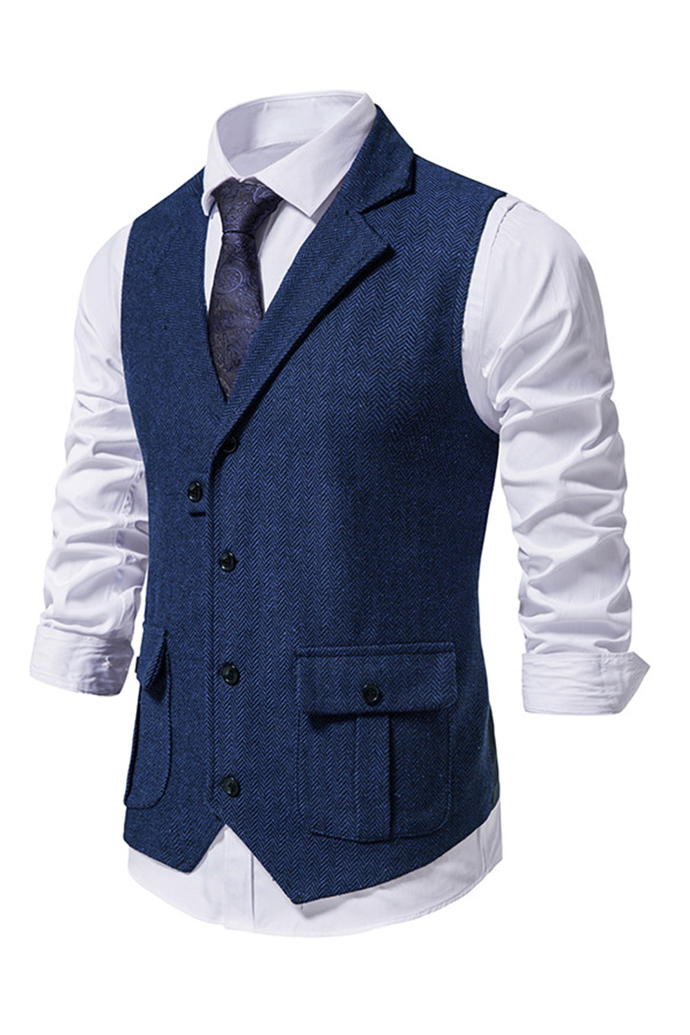 Enkeltbrystet revers Navy Herredragt Vest