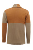 Brunt patchwork sjal krave lange ærmer mænds cardigan sweater