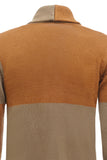 Brunt patchwork sjal krave lange ærmer mænds cardigan sweater