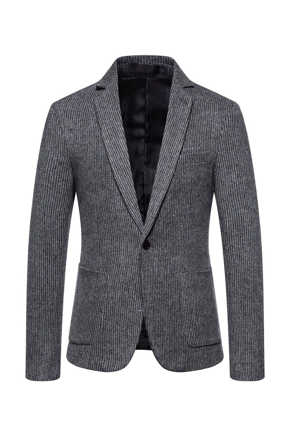 Khaki Tweed En knap hakket revers mænds blazer
