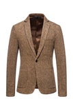 Khaki Tweed En knap hakket revers mænds blazer