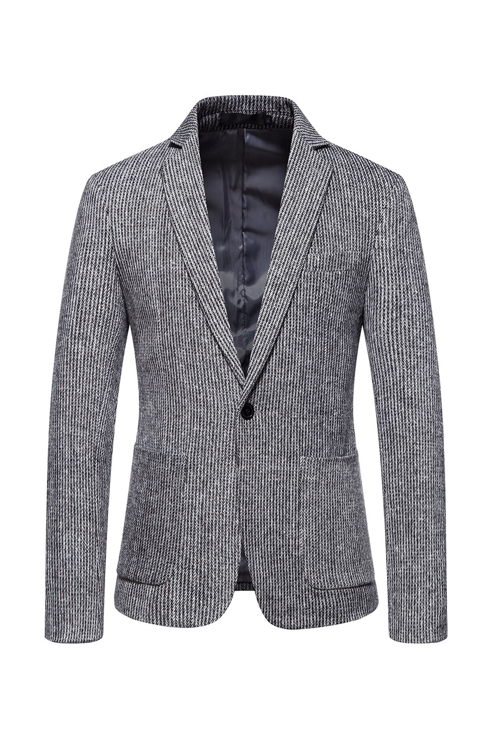 Khaki Tweed En knap hakket revers mænds blazer