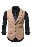 Peak Lapel Single Breasted Woolen Mænds Vest