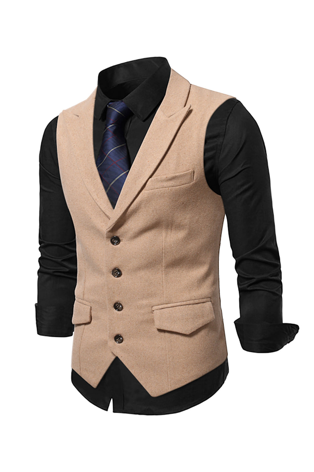 Peak Lapel Single Breasted Woolen Mænds Vest