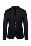 Navy Stand Collar Single Breasted Mænds Blazer