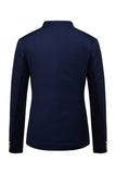 Navy Stand Collar Single Breasted Mænds Blazer