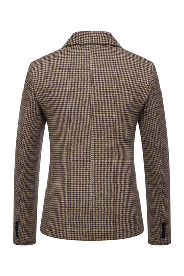 Khaki Plaid One Button Mænds Blazer