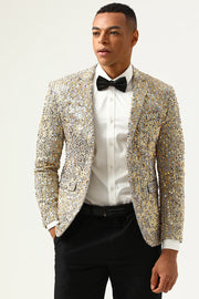 Glitrende champagnepailletter hakket revers mænds gallablazer