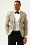 Glitrende champagnepailletter hakket revers mænds gallablazer