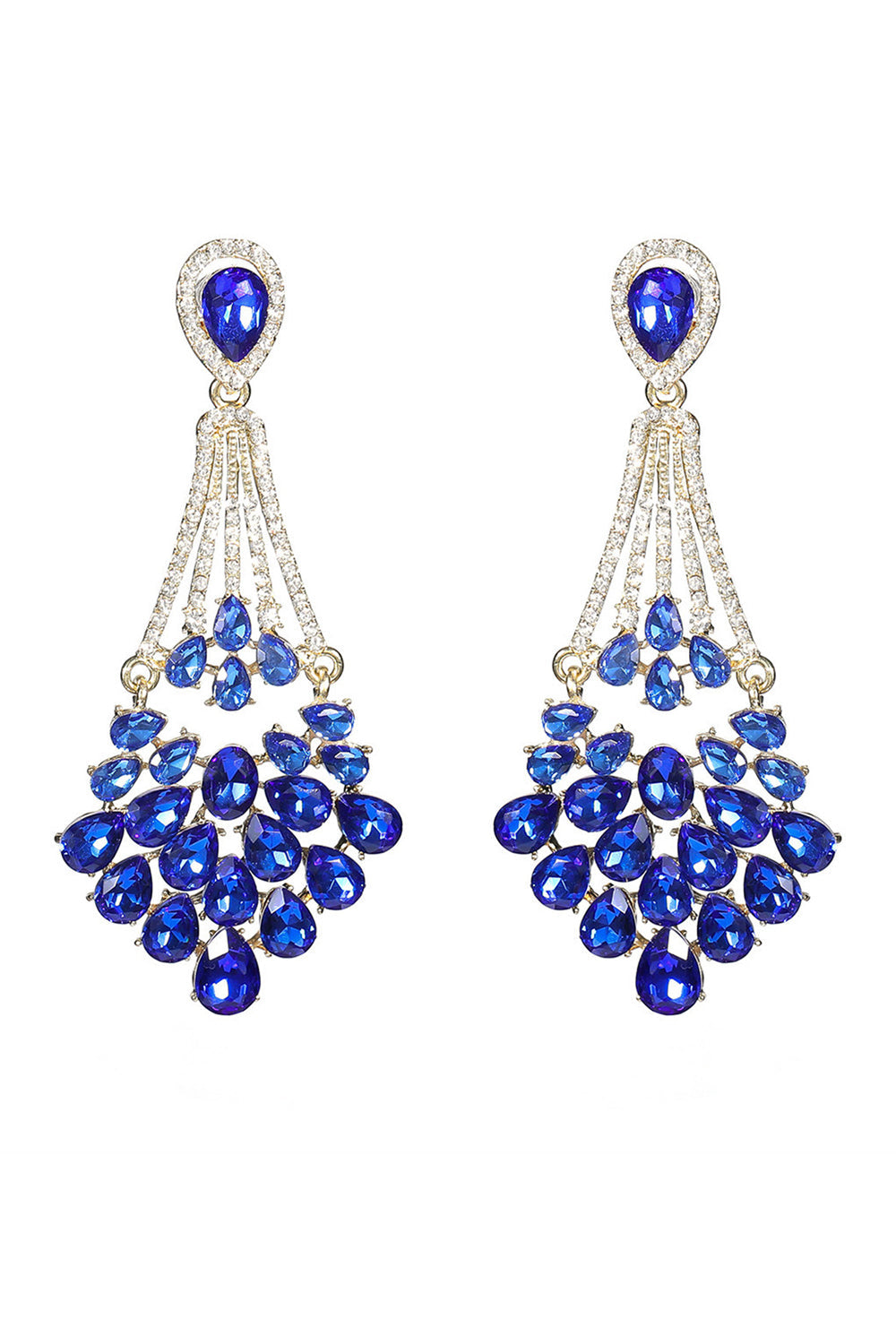 Royal Blue Rhinestone Stud Øreringe