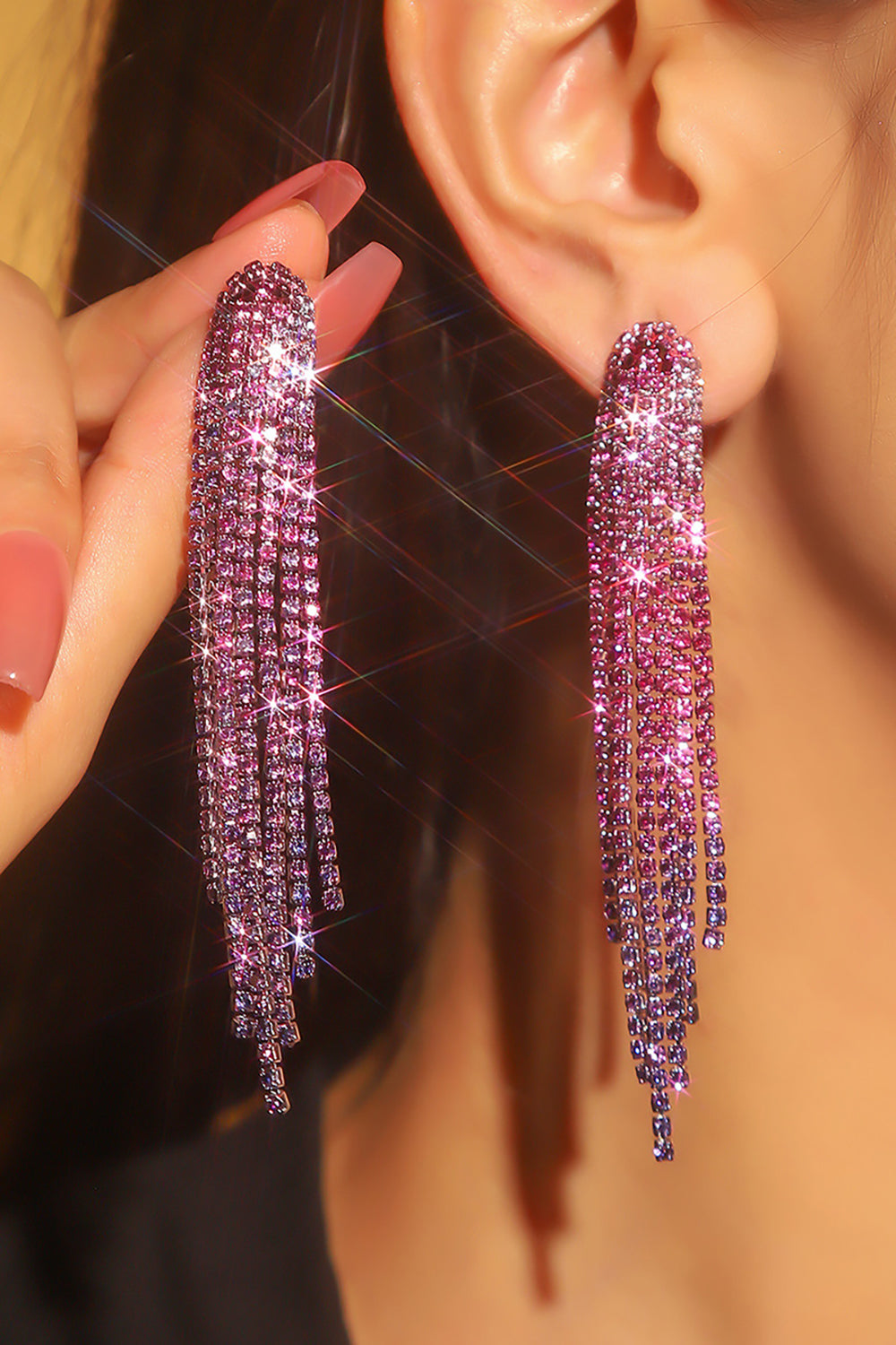 Skinnende Rhinestone lange kvast øreringe
