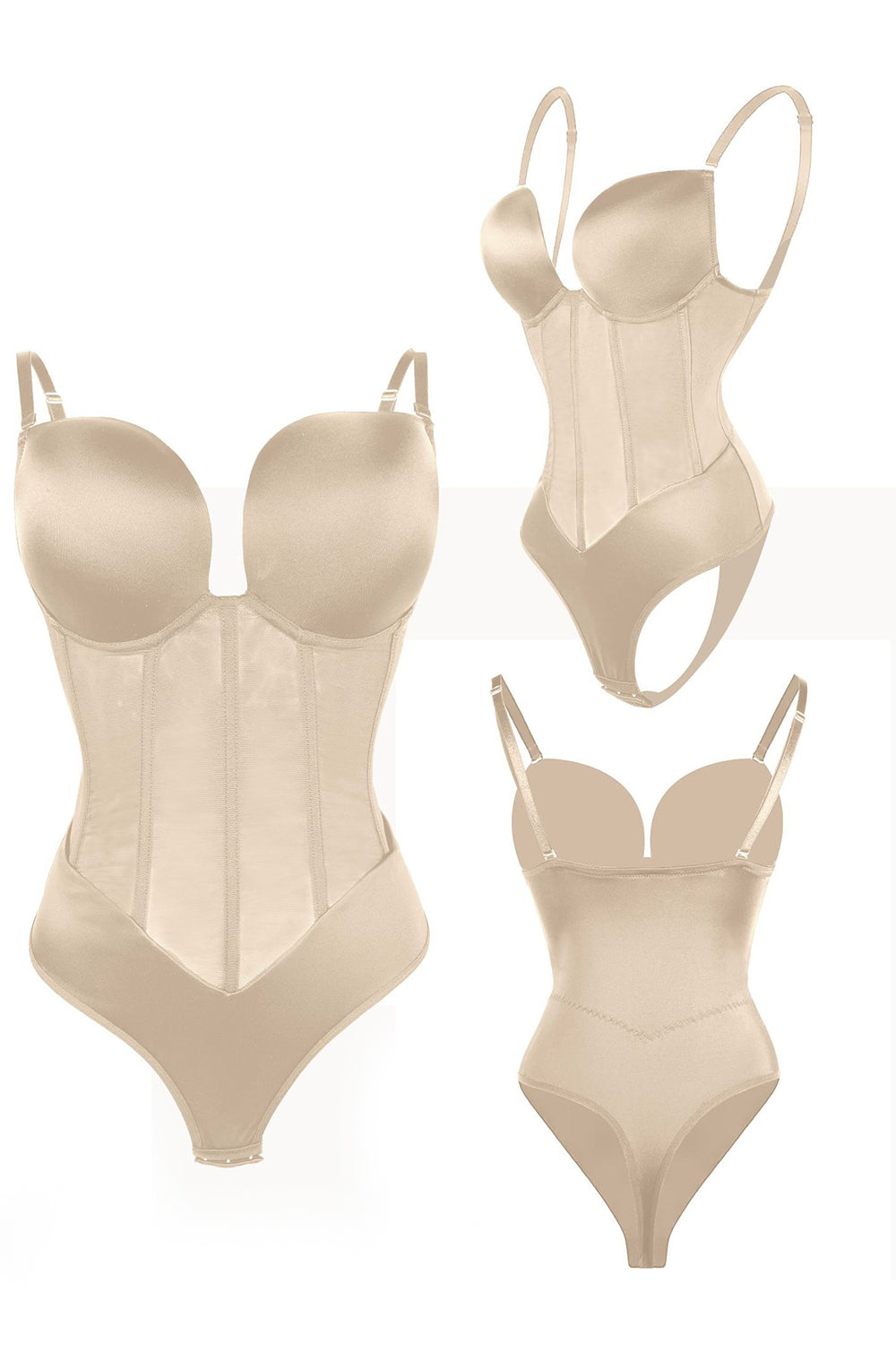 Sort korset Mave kontrol Butt Løft Bodysuit Shapewear