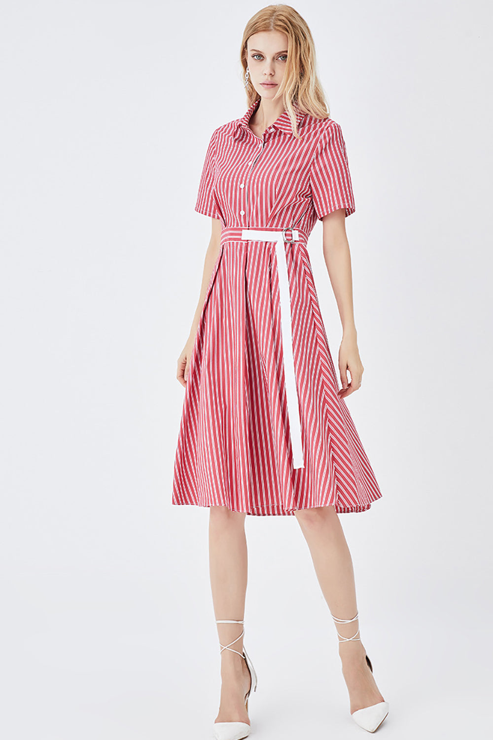 Sorte korte ærmer Button Down Sommerskjortekjole