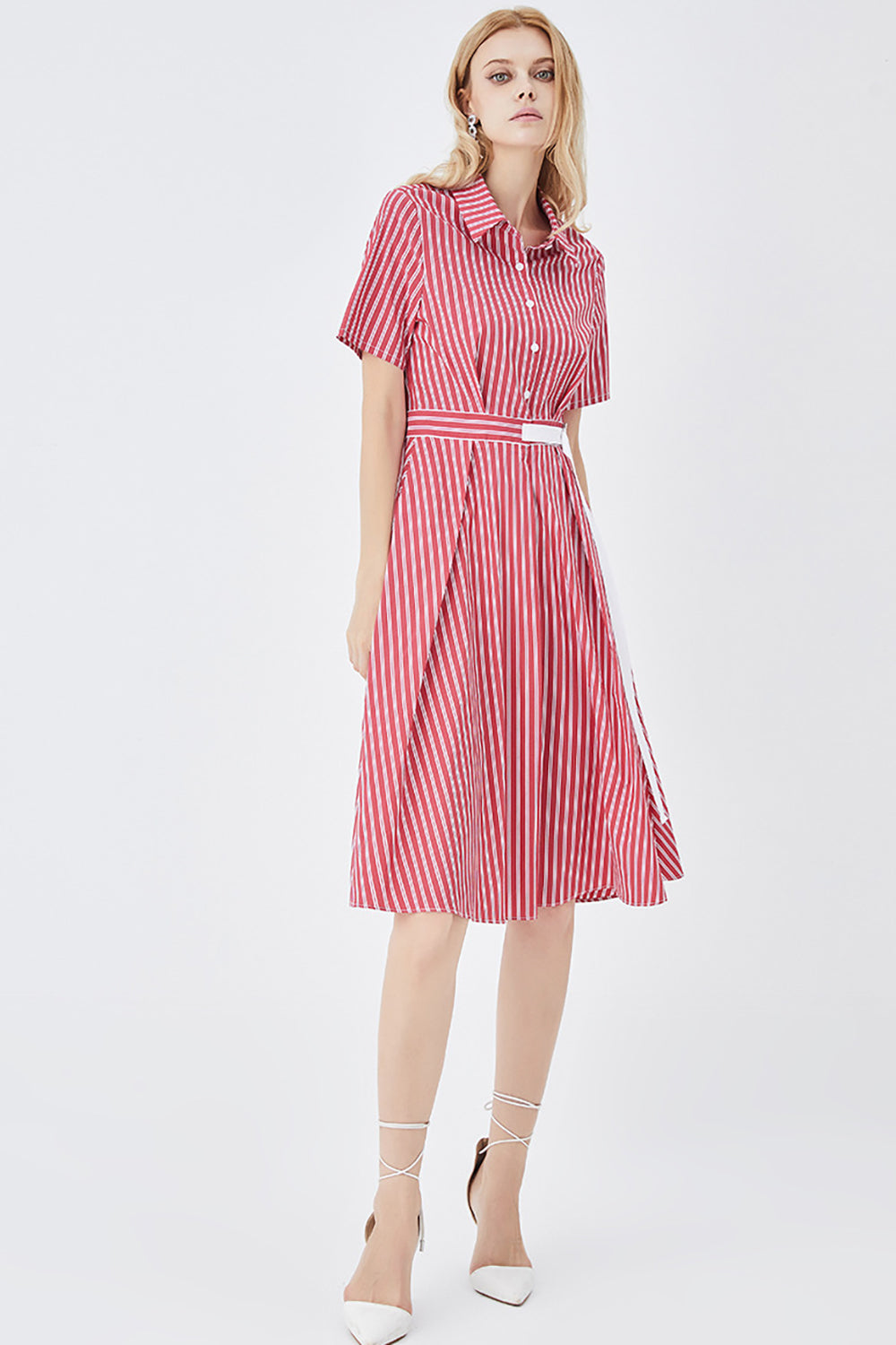 Sorte korte ærmer Button Down Sommerskjortekjole