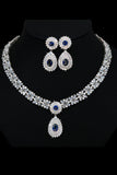 Royal Blue Crystal halskæde øreringe sæt