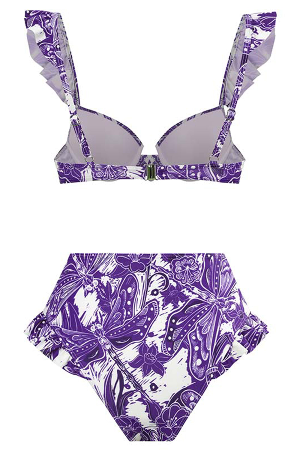 3 stykker blå trykt bikinisæt slips strandkjole
