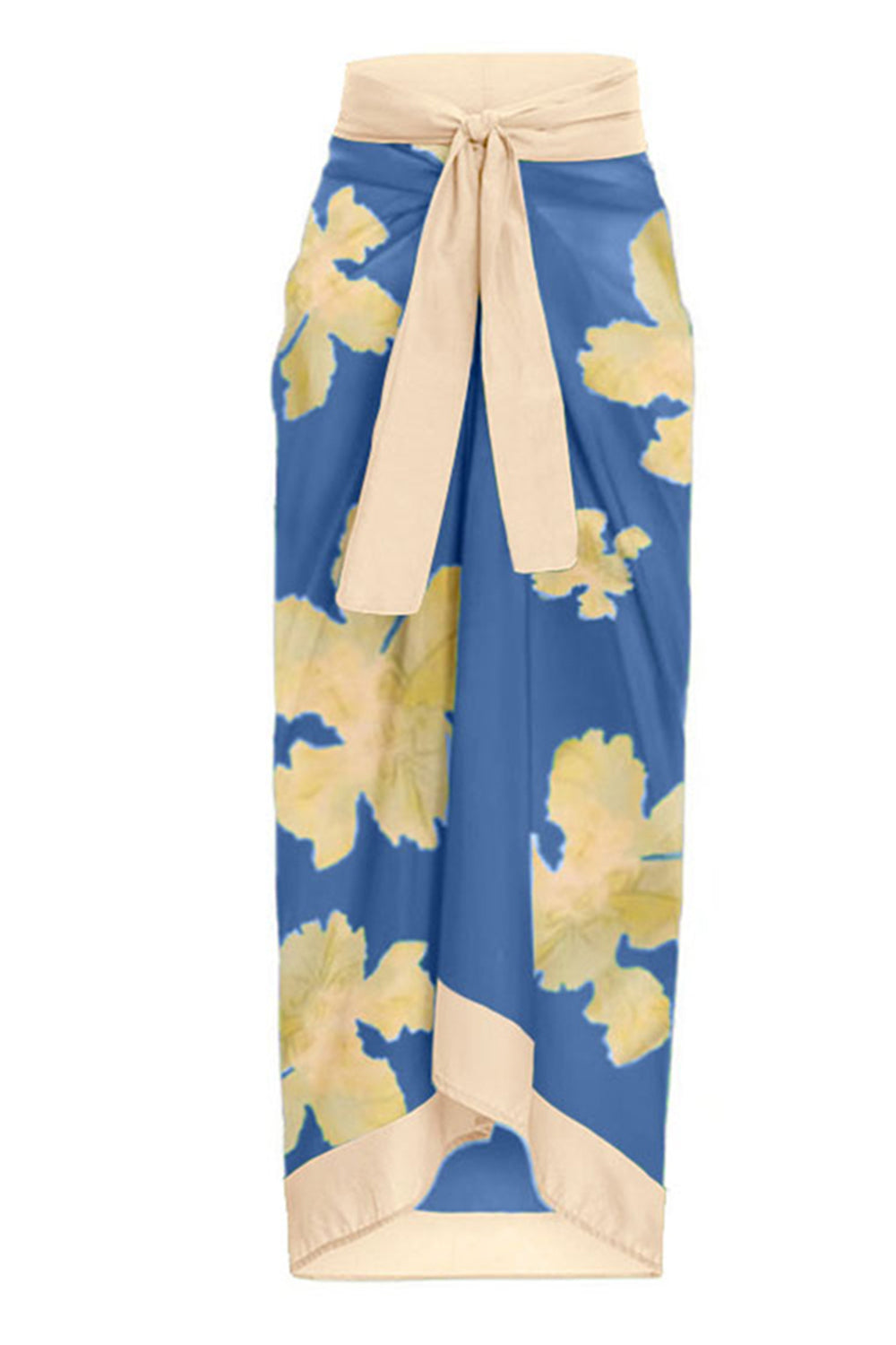 Todelt trykt grønt bikinisæt med strandnederdel