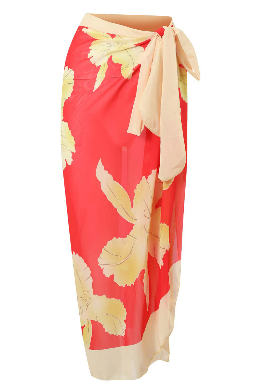 Todelt trykt grønt bikinisæt med strandnederdel