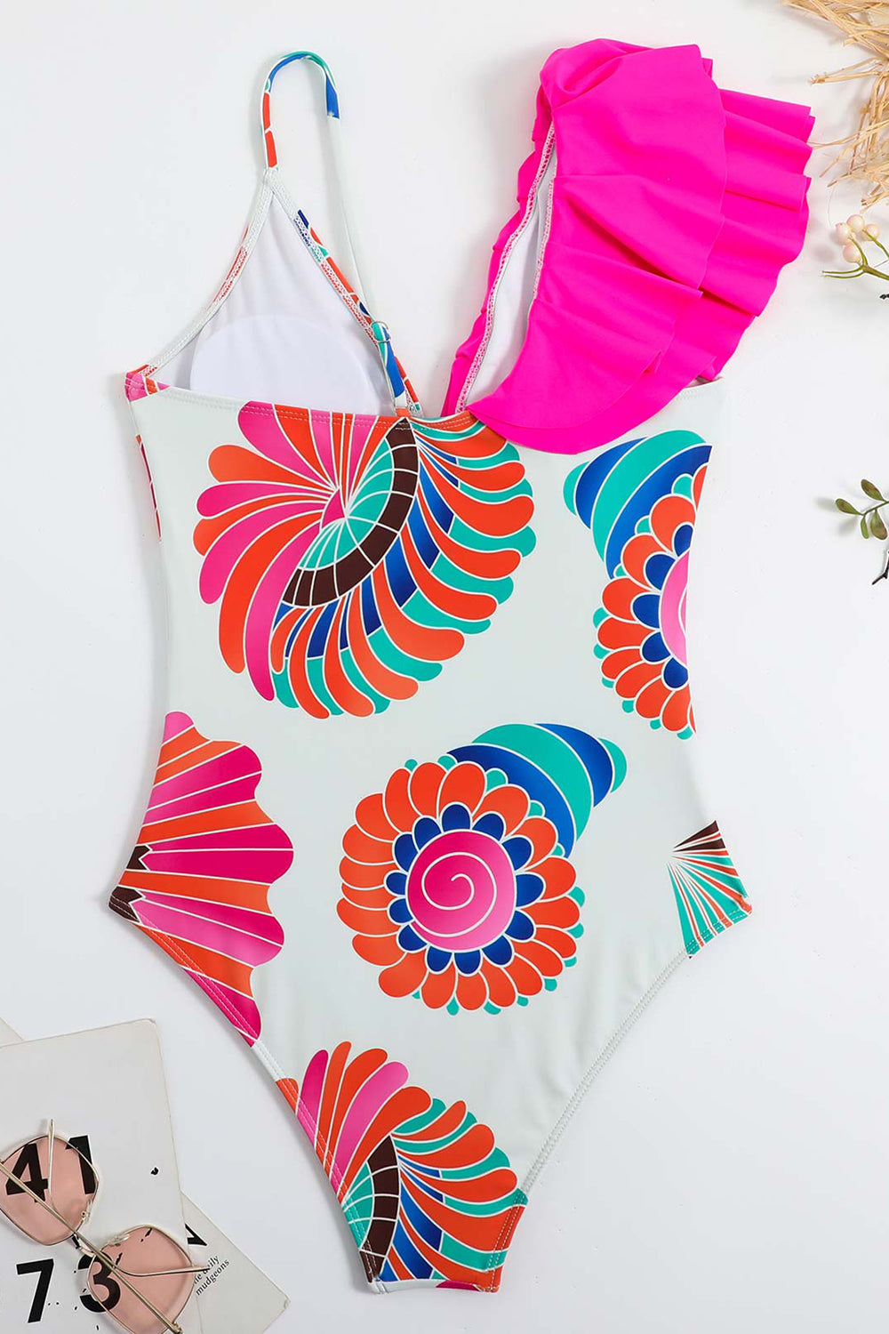 Blå trykt høj talje et stykke badetøj