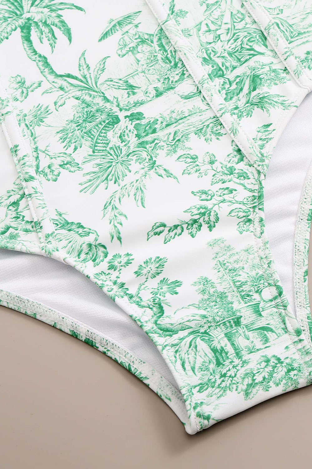 Blå trykt høj talje et stykke badetøj