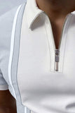 Hvid almindelig afslappet poloshirt til mænd