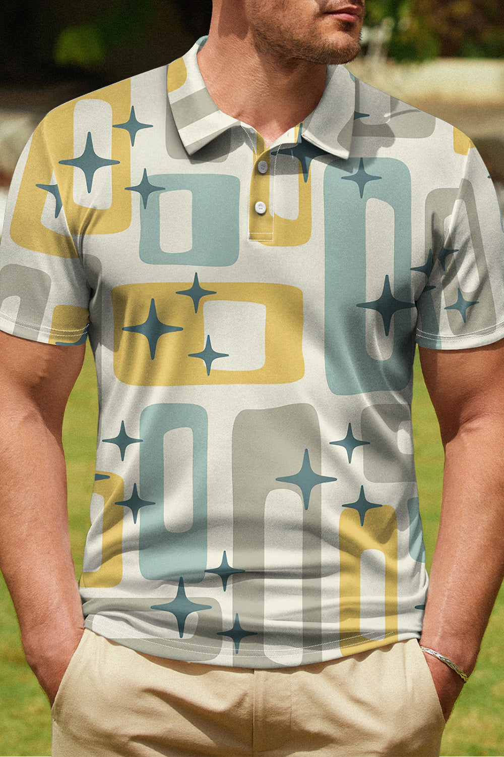 Beige Classic poloshirt til mænd med korte ærmer